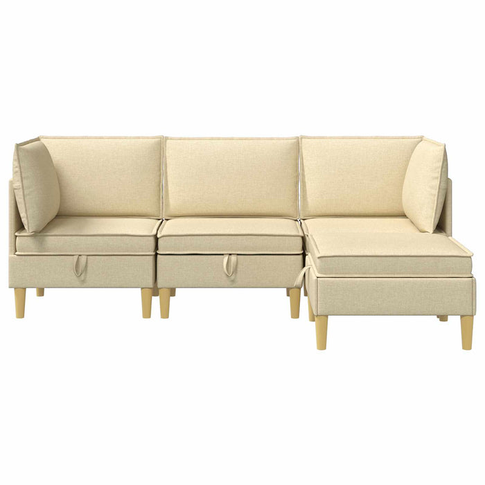Set de canapea modulară cu spațiu de stocare 4 pcs Crem - WALTI WALTI