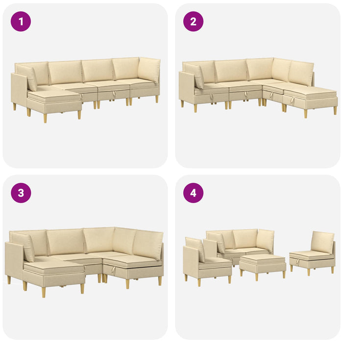 Set de canapea modulară cu spațiu de stocare 5 pcs Crem - WALTI WALTI
