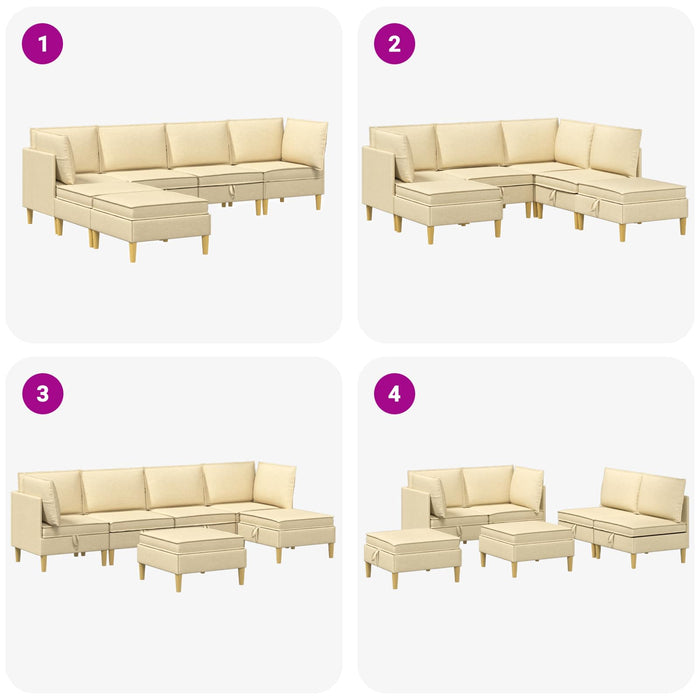 Set de canapea modulară cu spațiu de stocare 6 pcs Crem - WALTI WALTI