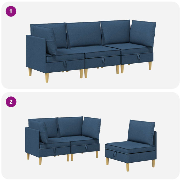 Set de canapea modulară cu spațiu de stocare 3 pcs albastru WALTI