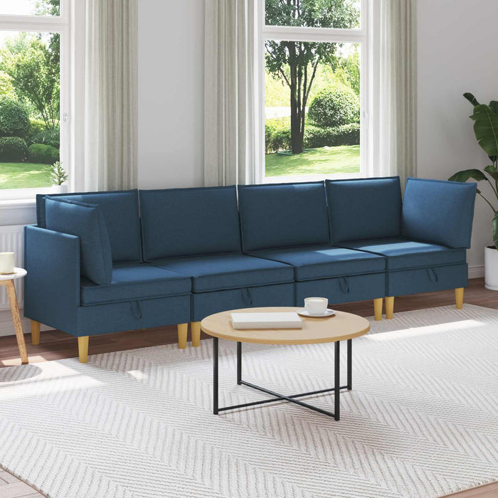 Set de canapea modulară cu spațiu de stocare 4 pcs albastru WALTI