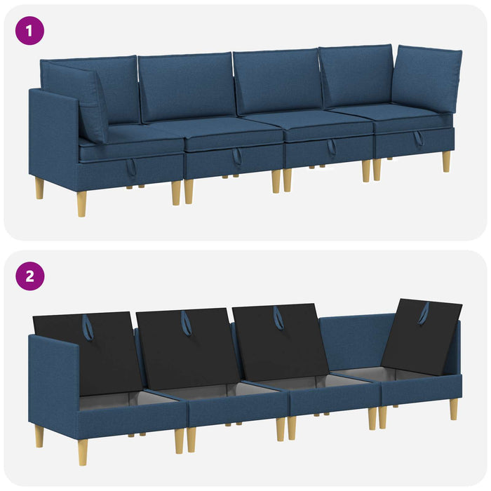 Set de canapea modulară cu spațiu de stocare 4 pcs albastru WALTI