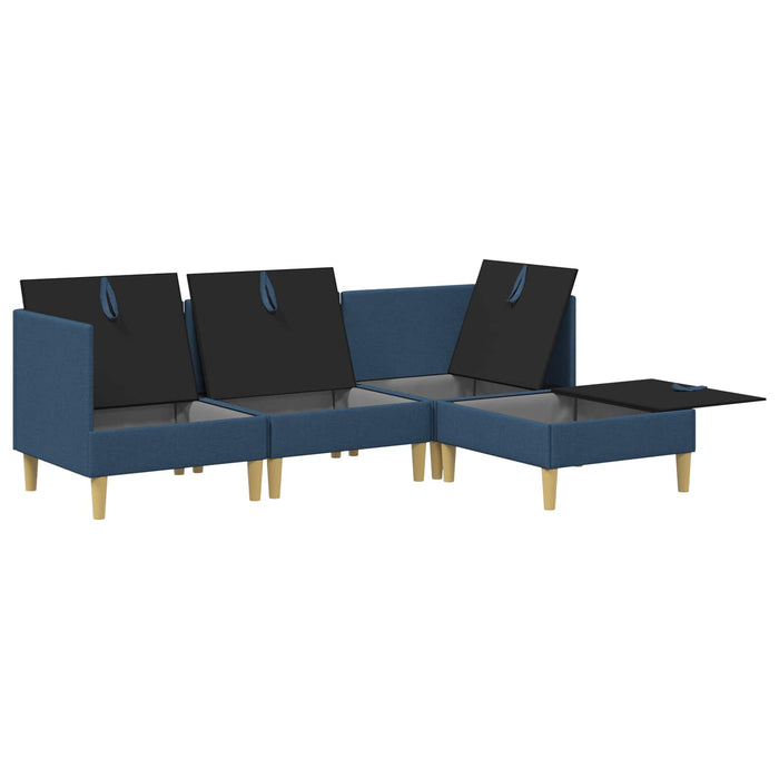 Set de canapea modulară cu spațiu de stocare 4 pcs albastru WALTI