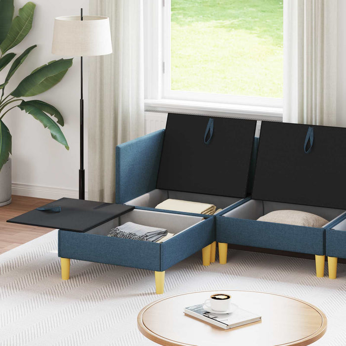 Set de canapea modulară cu spațiu de stocare 5 pcs albastru WALTI