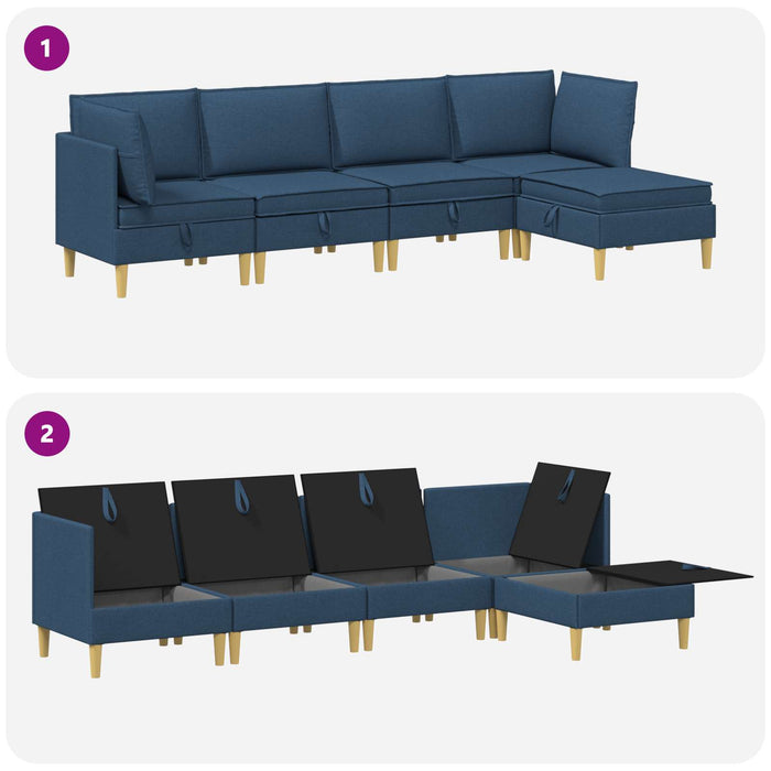 Set de canapea modulară cu spațiu de stocare 5 pcs albastru WALTI