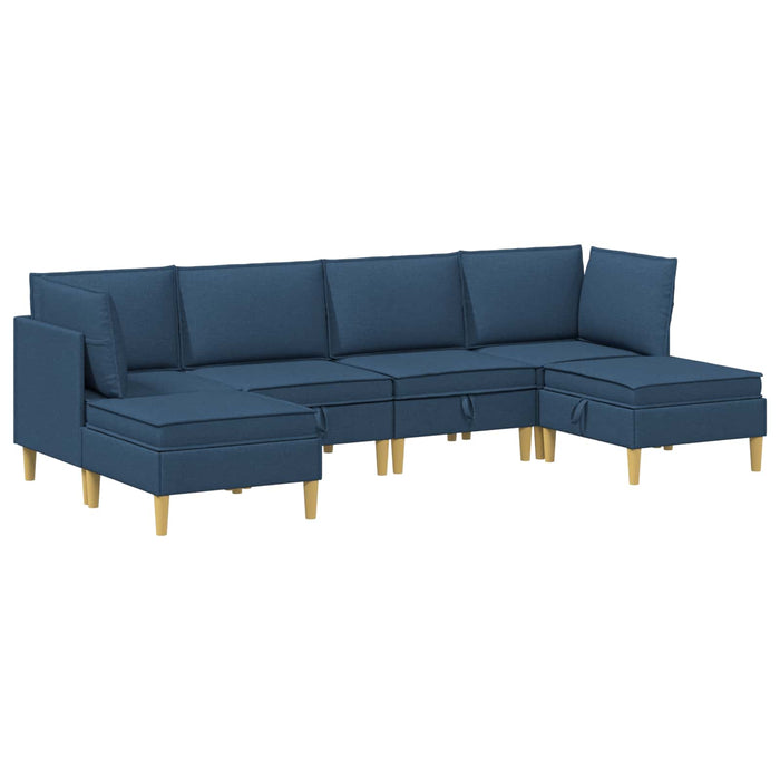 Set de canapea modulară cu spațiu de stocare 6 pcs albastru WALTI