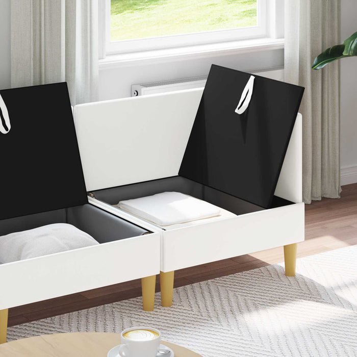 Set de canapea modulară cu spațiu de stocare 3 pcs Alb Țesătură WALTI