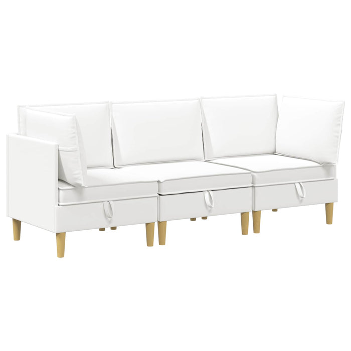 Set de canapea modulară cu spațiu de stocare 3 pcs Alb Țesătură WALTI