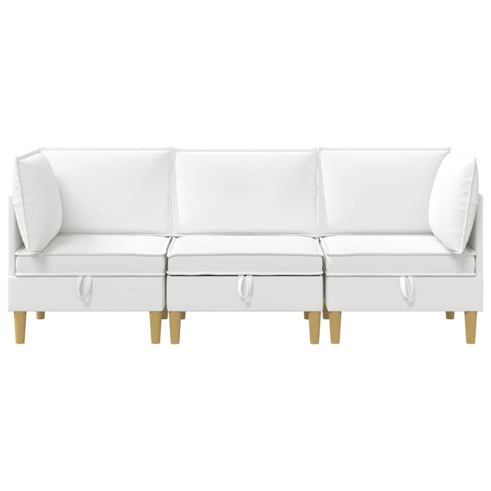 Set de canapea modulară cu spațiu de stocare 3 pcs Alb Țesătură WALTI