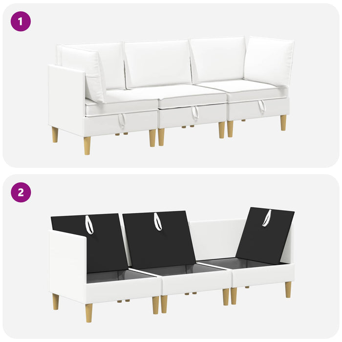 Set de canapea modulară cu spațiu de stocare 3 pcs Alb Țesătură WALTI