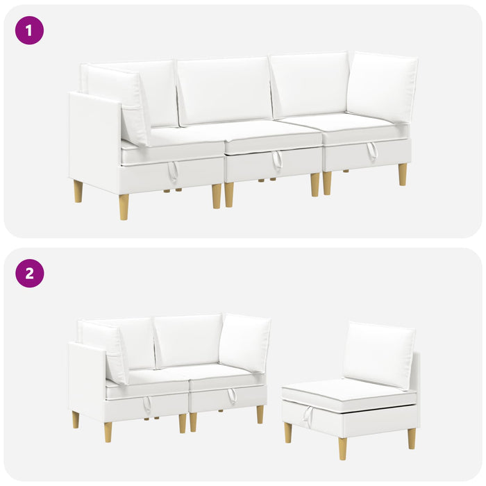 Set de canapea modulară cu spațiu de stocare 3 pcs Alb Țesătură WALTI