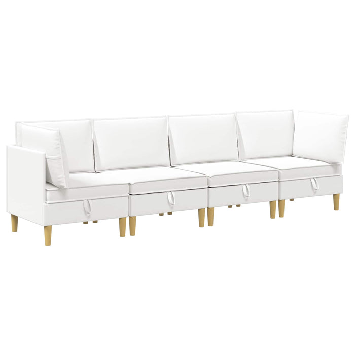 Set de canapea modulară cu spațiu de stocare 4 pcs Alb Țesătură WALTI