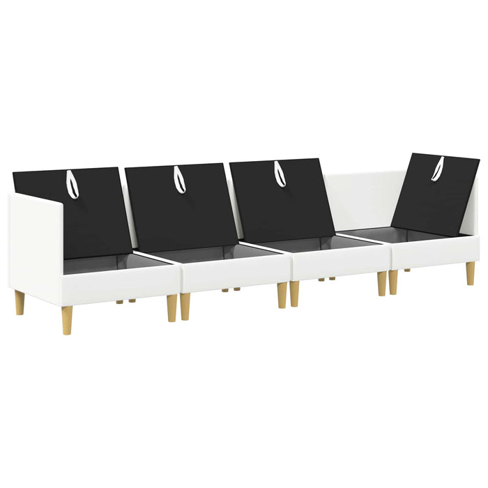 Set de canapea modulară cu spațiu de stocare 4 pcs Alb Țesătură WALTI