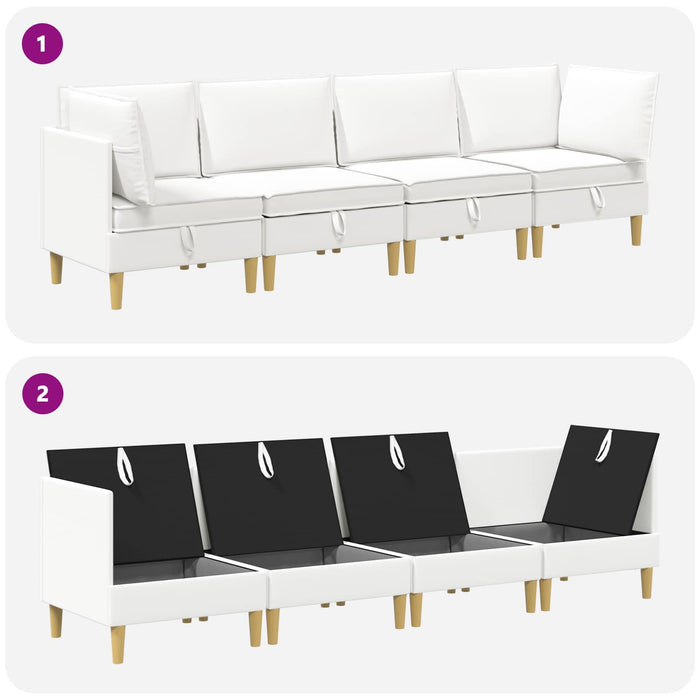 Set de canapea modulară cu spațiu de stocare 4 pcs Alb Țesătură WALTI