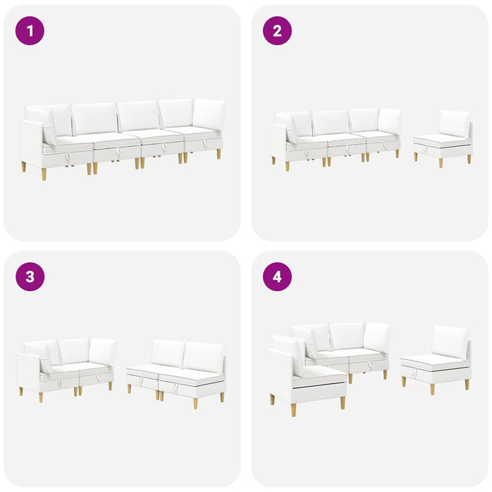 Set de canapea modulară cu spațiu de stocare 4 pcs Alb Țesătură WALTI