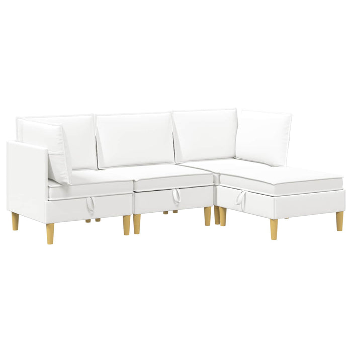 Set de canapea modulară cu spațiu de stocare 4 pcs Alb Țesătură WALTI