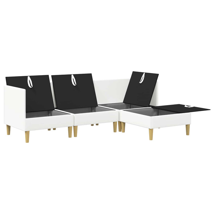Set de canapea modulară cu spațiu de stocare 4 pcs Alb Țesătură WALTI