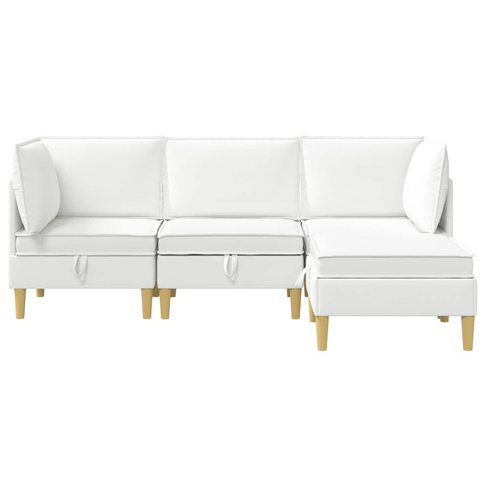 Set de canapea modulară cu spațiu de stocare 4 pcs Alb Țesătură WALTI