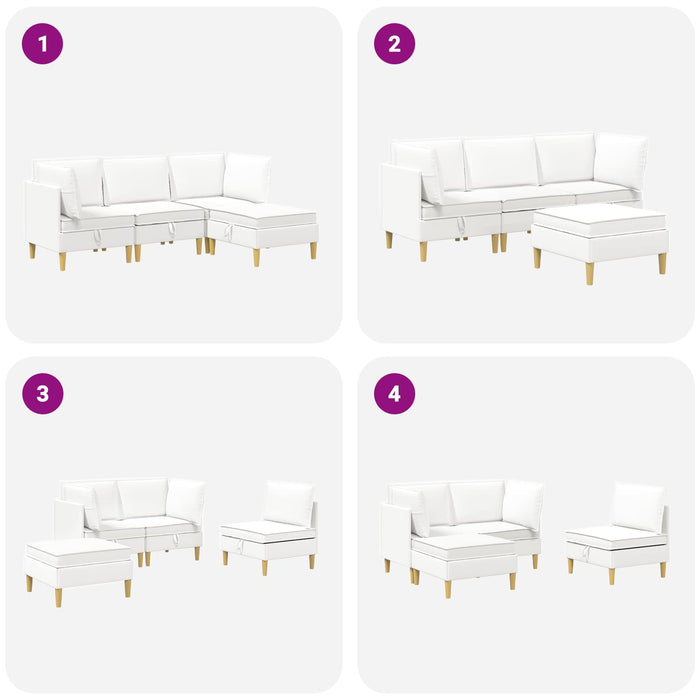 Set de canapea modulară cu spațiu de stocare 4 pcs Alb Țesătură WALTI