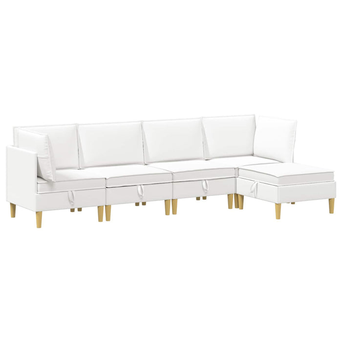 Set de canapea modulară cu spațiu de stocare 5 pcs Alb Țesătură WALTI
