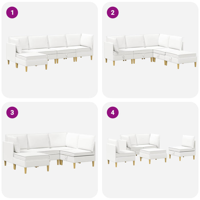 Set de canapea modulară cu spațiu de stocare 5 pcs Alb Țesătură WALTI