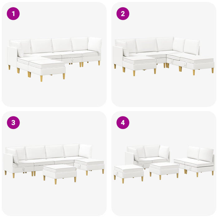 Set de canapea modulară cu spațiu de stocare 6 pcs Alb Țesătură WALTI
