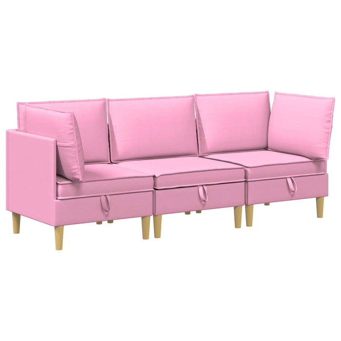 Set de canapea modulară cu spațiu de stocare 3 pcs Roz Țesătură WALTI