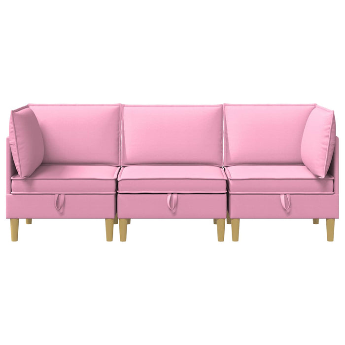 Set de canapea modulară cu spațiu de stocare 3 pcs Roz Țesătură WALTI