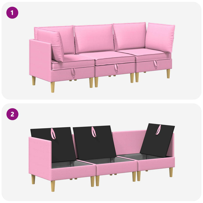 Set de canapea modulară cu spațiu de stocare 3 pcs Roz Țesătură WALTI