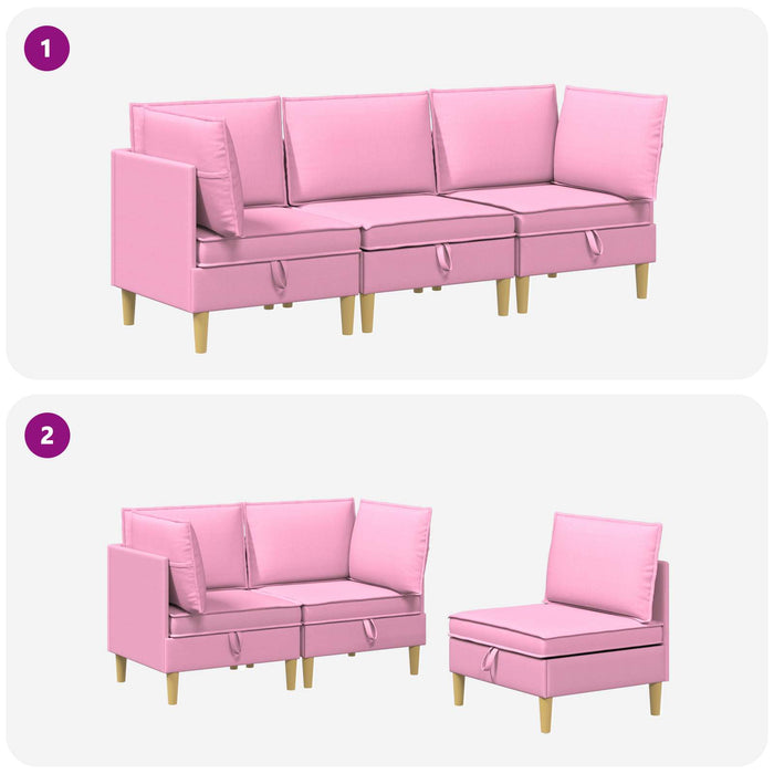 Set de canapea modulară cu spațiu de stocare 3 pcs Roz Țesătură WALTI