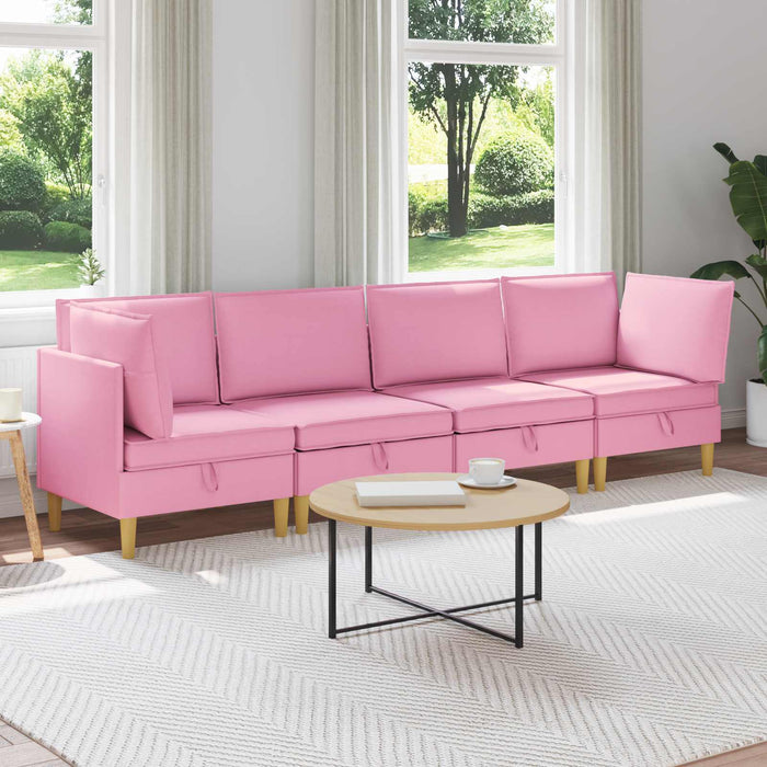 Set de canapea modulară cu spațiu de stocare 4 pcs Roz Țesătură WALTI