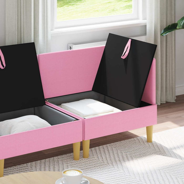 Set de canapea modulară cu spațiu de stocare 4 pcs Roz Țesătură WALTI