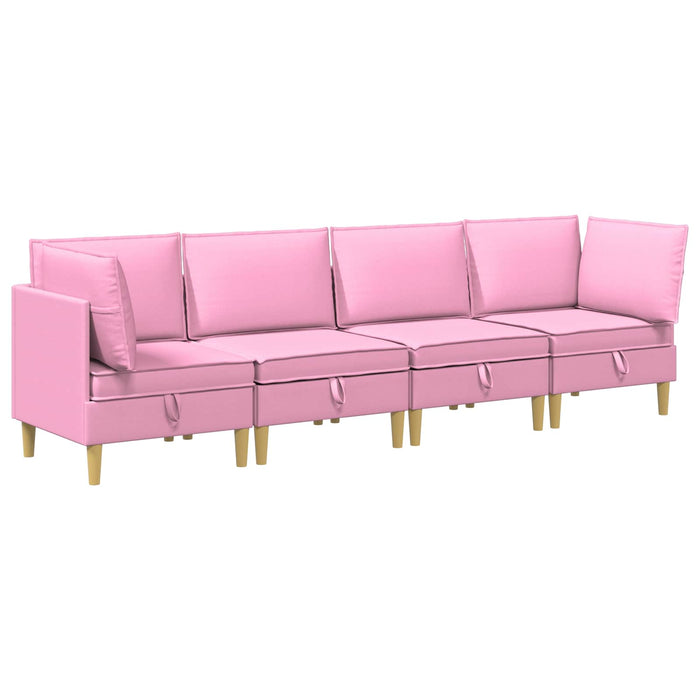Set de canapea modulară cu spațiu de stocare 4 pcs Roz Țesătură WALTI