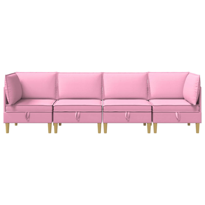 Set de canapea modulară cu spațiu de stocare 4 pcs Roz Țesătură WALTI
