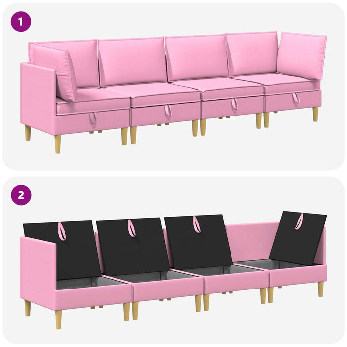 Set de canapea modulară cu spațiu de stocare 4 pcs Roz Țesătură WALTI