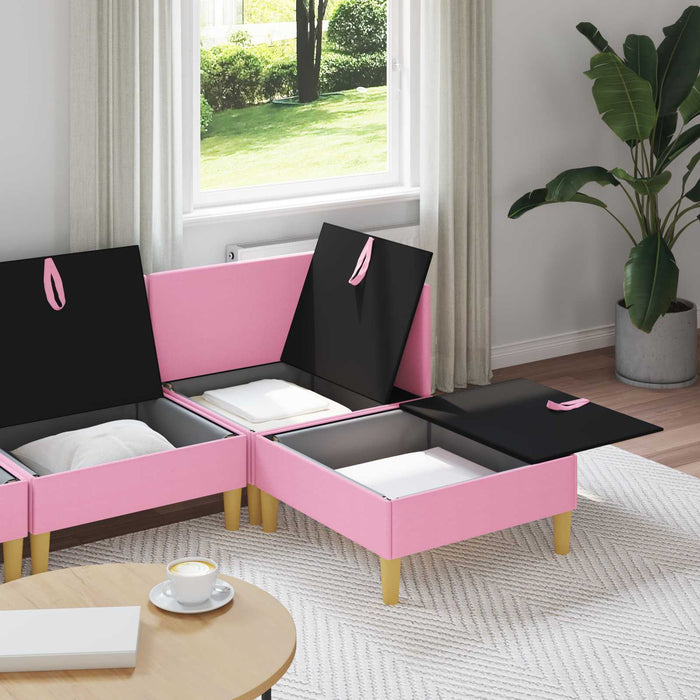 Set de canapea modulară cu spațiu de stocare 4 pcs Roz Țesătură WALTI