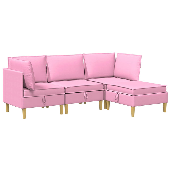 Set de canapea modulară cu spațiu de stocare 4 pcs Roz Țesătură WALTI