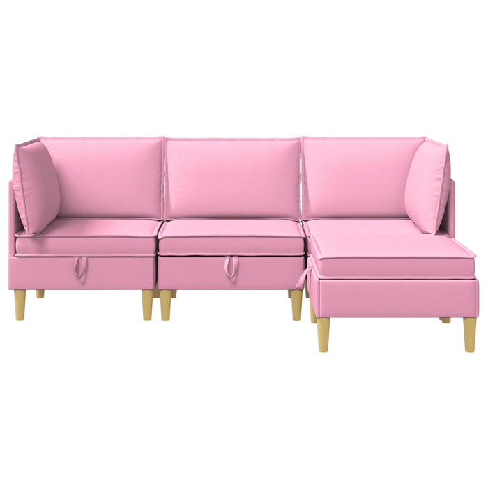 Set de canapea modulară cu spațiu de stocare 4 pcs Roz Țesătură WALTI