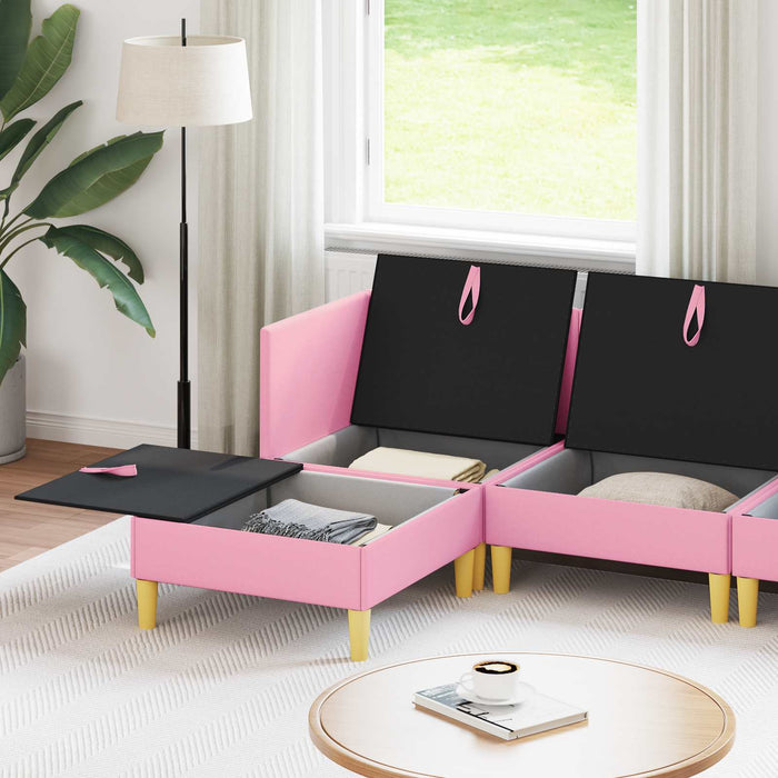 Set de canapea modulară cu spațiu de stocare 5 pcs Roz Țesătură WALTI