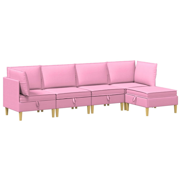 Set de canapea modulară cu spațiu de stocare 5 pcs Roz Țesătură WALTI