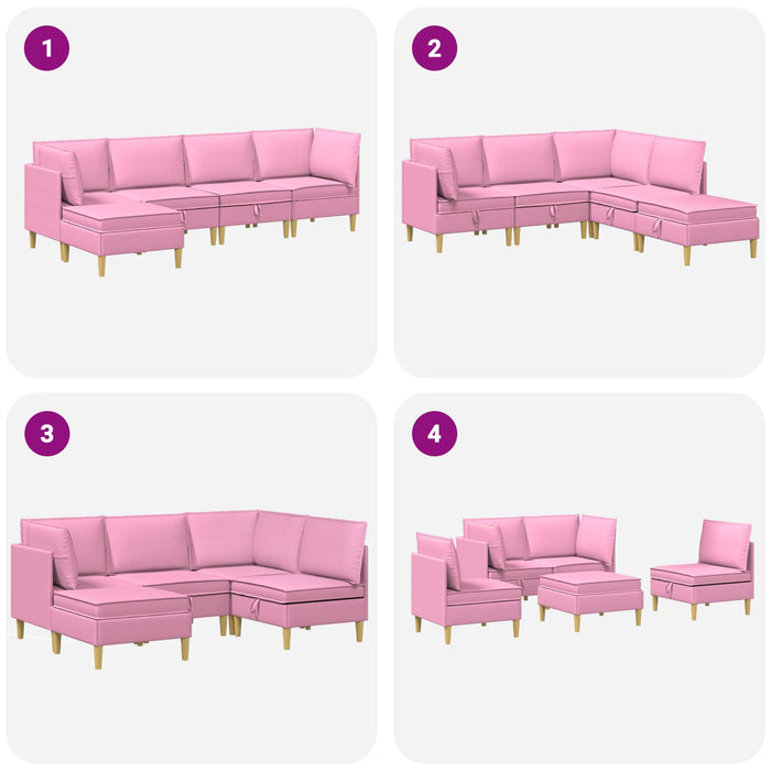 Set de canapea modulară cu spațiu de stocare 5 pcs Roz Țesătură WALTI