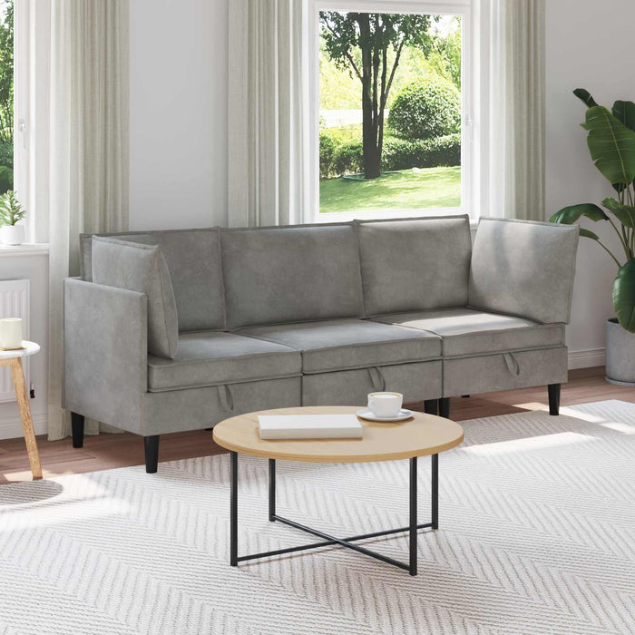 Set de mobilier pentru living 3 pcs Gri deschis Catifea WALTI