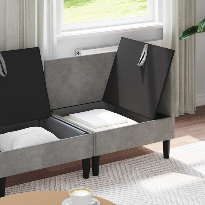 Set de mobilier pentru living 3 pcs Gri deschis Catifea WALTI