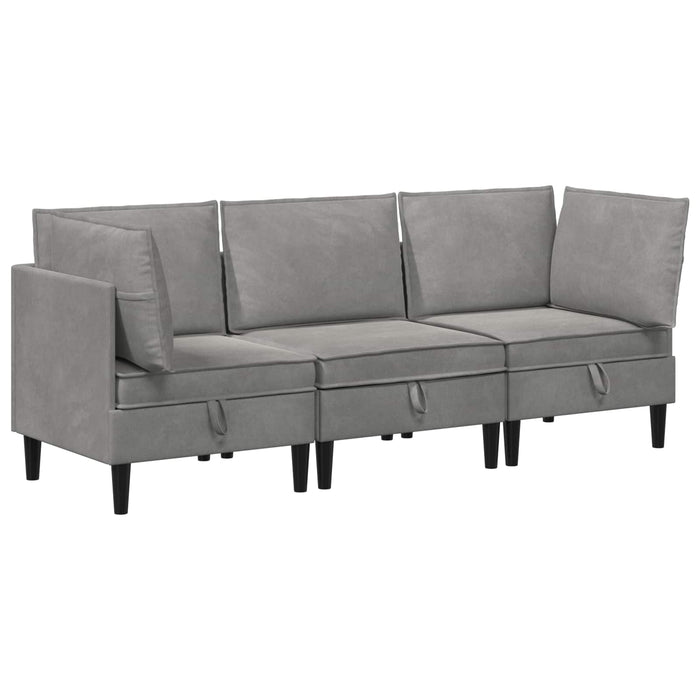 Set de mobilier pentru living 3 pcs Gri deschis Catifea WALTI