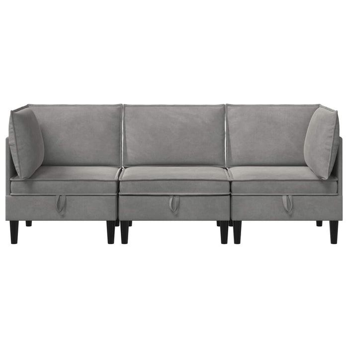 Set de mobilier pentru living 3 pcs Gri deschis Catifea WALTI