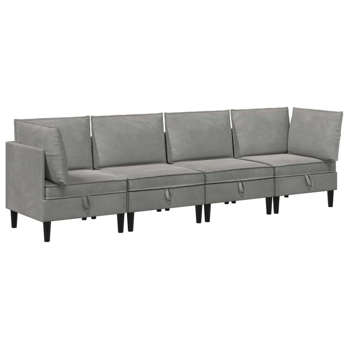 Set de mobilier pentru living 4 pcs Gri deschis Catifea WALTI