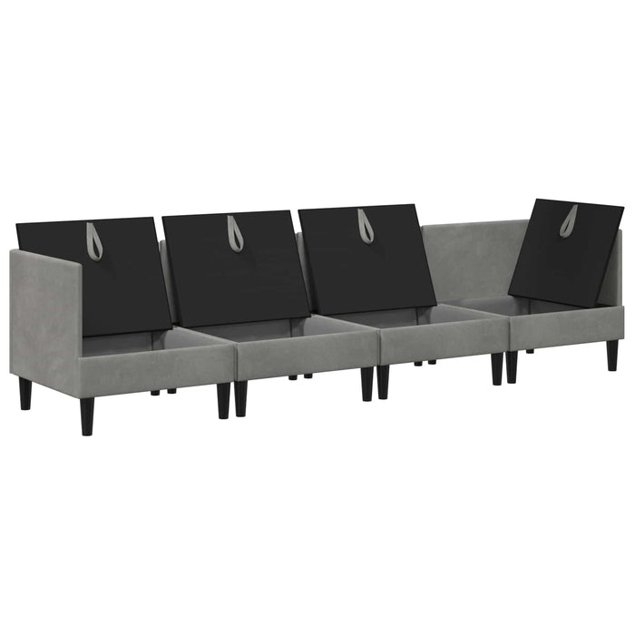 Set de mobilier pentru living 4 pcs Gri deschis Catifea WALTI