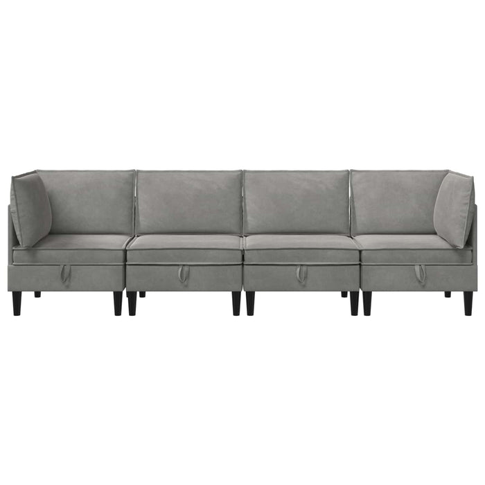 Set de mobilier pentru living 4 pcs Gri deschis Catifea WALTI