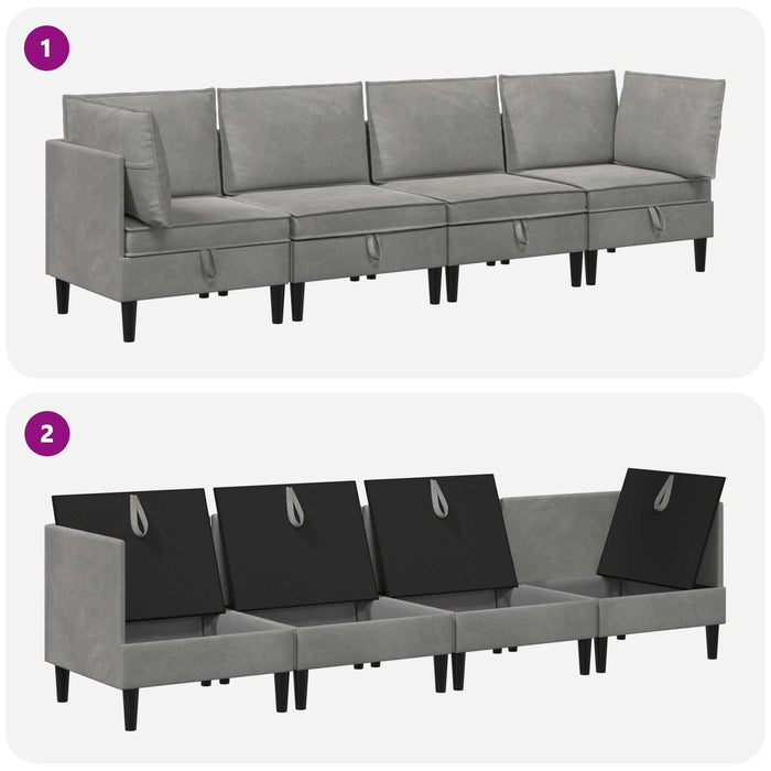 Set de mobilier pentru living 4 pcs Gri deschis Catifea WALTI