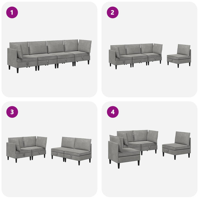 Set de mobilier pentru living 4 pcs Gri deschis Catifea WALTI